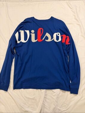 Kith x Wilson Blue Long Sleeve Shirt with Red & White Script